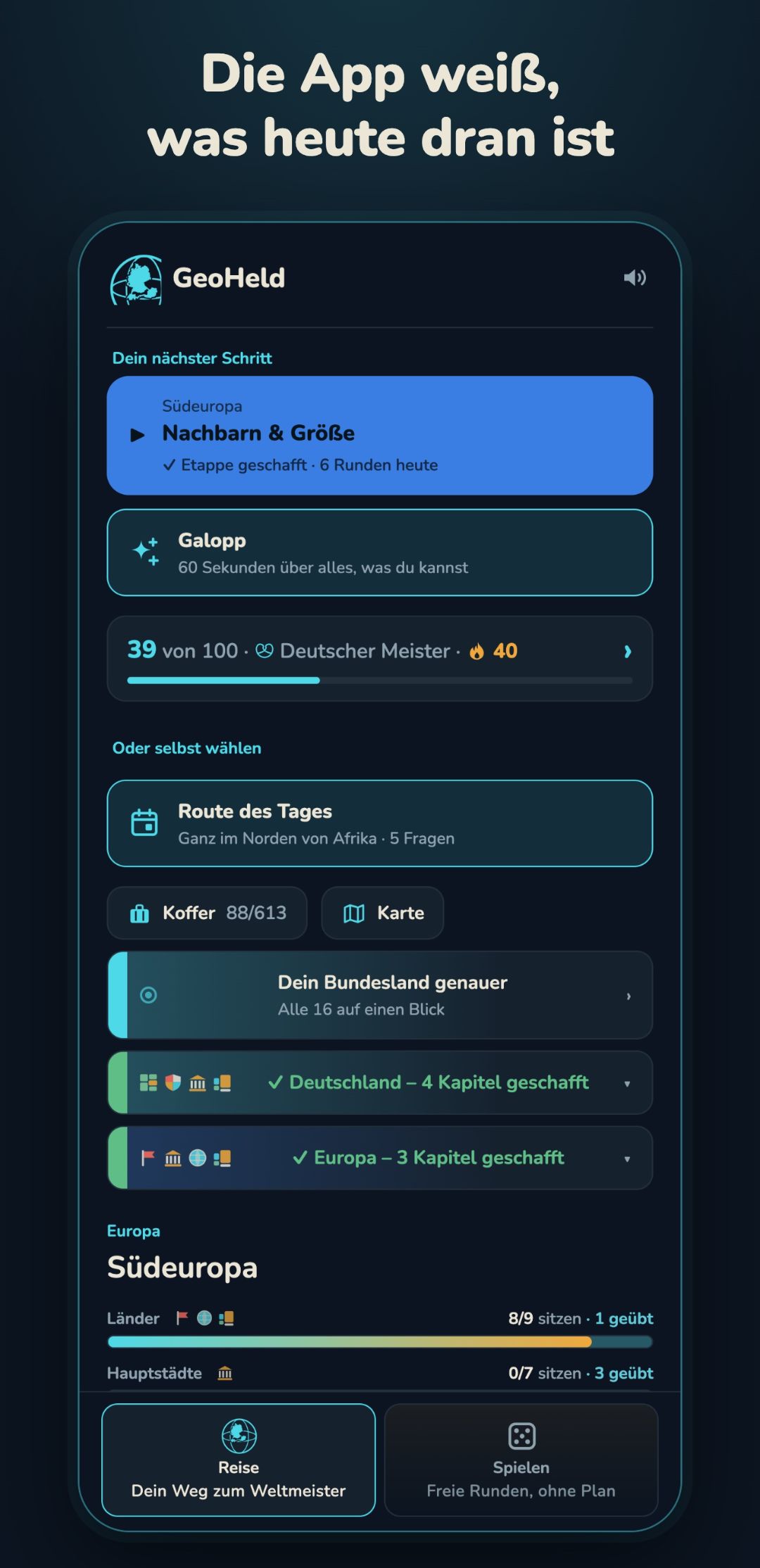 Der Pfad mit dem nächsten Schritt
